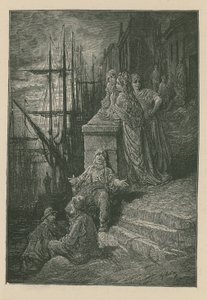 Waterman&39;s familie op een trap aan de rivier de Theems door Gustave Dore